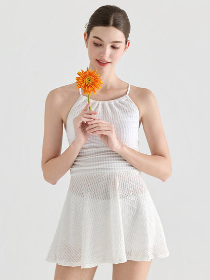 ホルダーネック フレアスカート インナーパンツ付き ワンピース水着