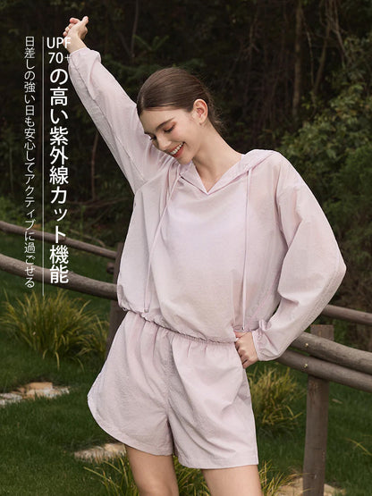夏用 UVカット 軽量 ルーズフィット パーカー