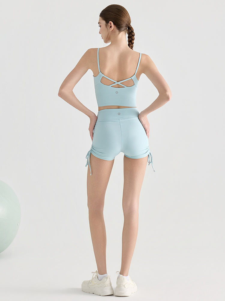 桃尻効果 ギャザー ドローストリング付き ショートパンツ